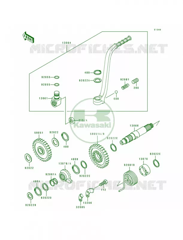 Kickstarter Mechanism Kawasaki MOTOS 200 1991 KDX200  KDX200-E3