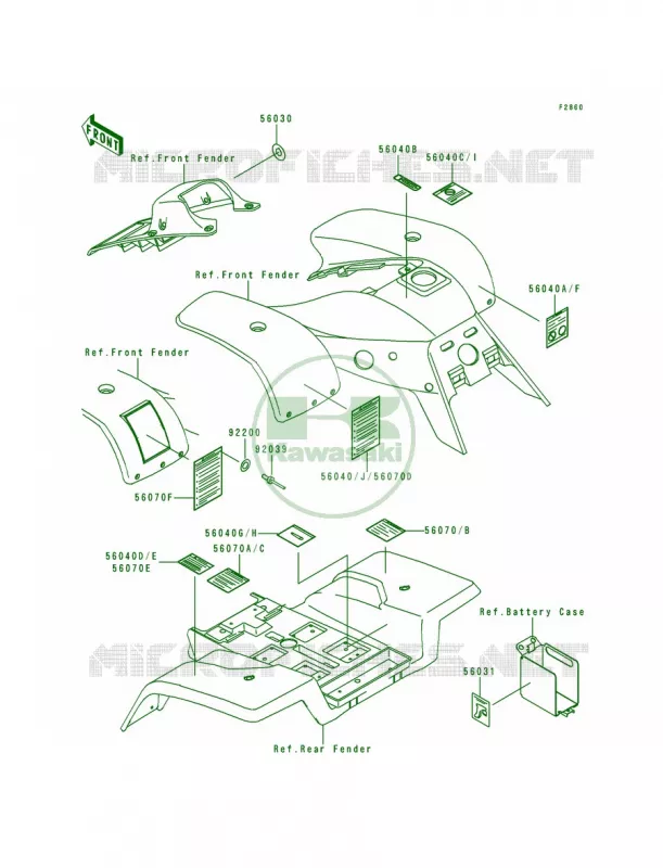 Labels Kawasaki QUAD 300 1996 Lakota 300  KEF300-A2