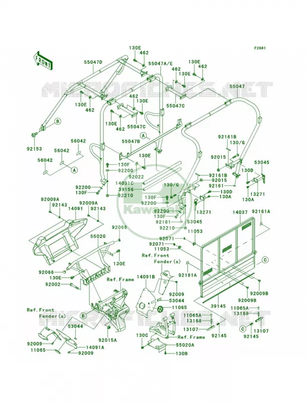 GuardsCab FrameG9F-GCF Kawasaki MULE 950 2012 Mule 4010 Trans4x4 Diesel  KAF950GCF