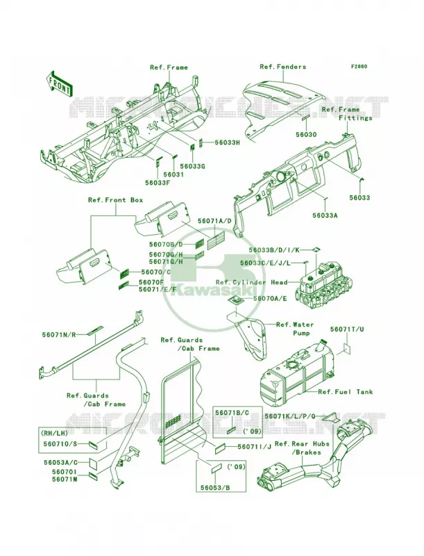 Labels Kawasaki MULE 950 2011 Mule 4010 Trans4x4 Diesel  KAF950GBF