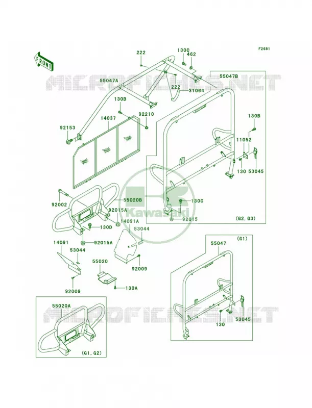GuardsCab FrameKAF620-G1-G3 Kawasaki MULE 620 2007 MULE 3000  KAF620-G3