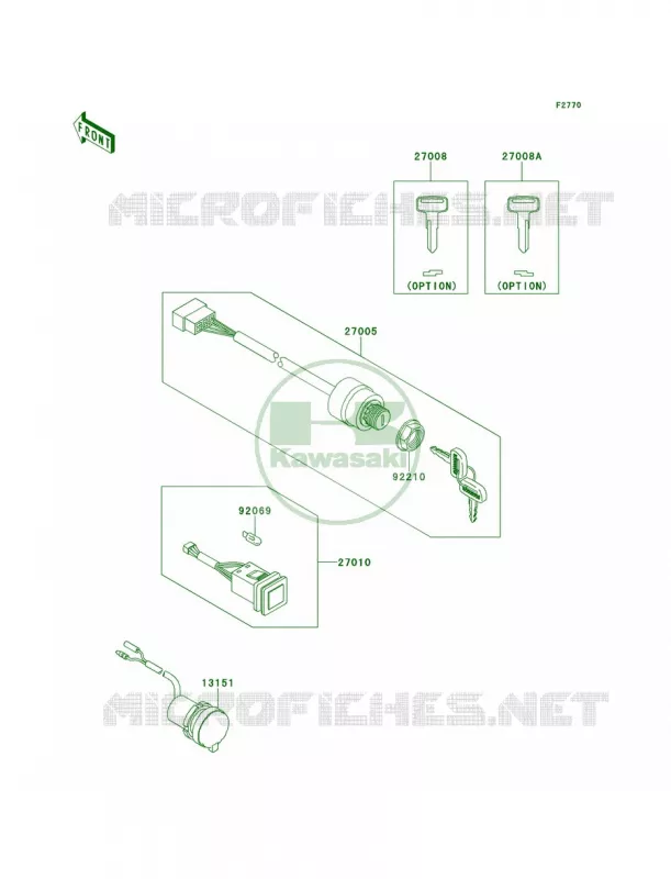 Ignition SwitchS9F-SCF Kawasaki MULE 620 2009 MULE 4010 TRANS4X4 HARDWOODS GREEN HD  KAF620S9F