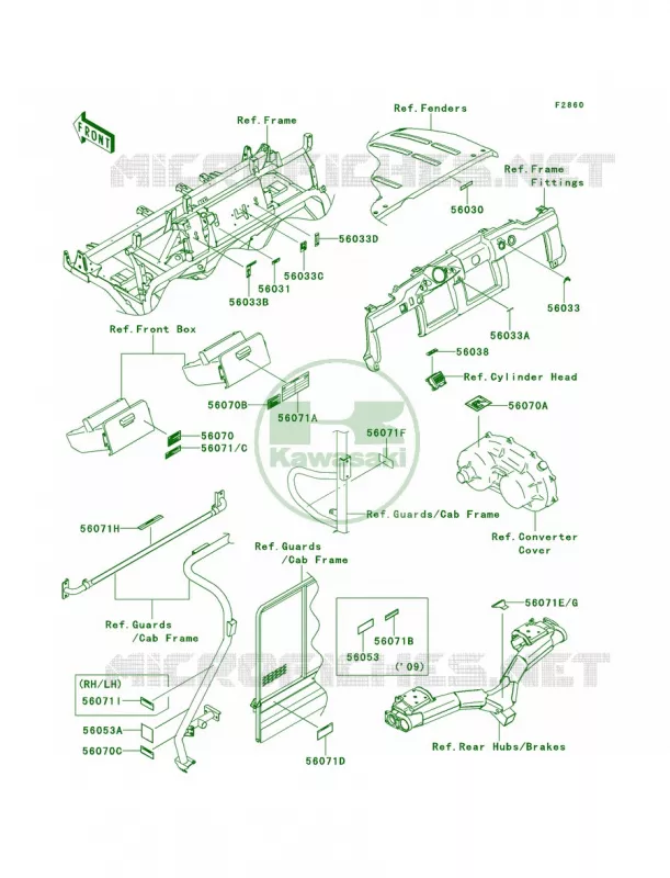 Labels Kawasaki MULE 620 2009 MULE 4010 TRANS4X4 HARDWOODS GREEN HD  KAF620S9F