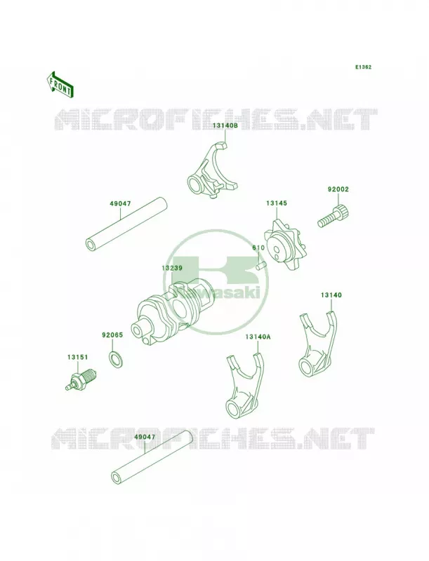 Gear Change DrumShift Forks Kawasaki MOTOS 650 2007 KLR650  KL650A7F