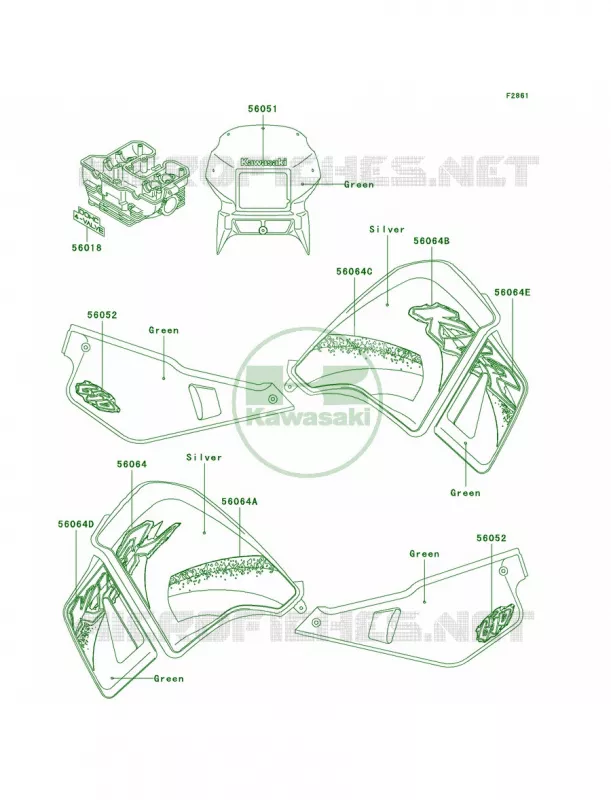 DecalsGreenA15 Kawasaki MOTOS 650 2005 KLR650  KL650-A19