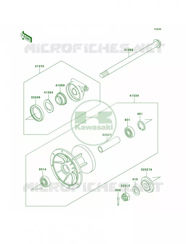 Front Hub Kawasaki MOTOS 650 2000 KLR650  KL650-A14