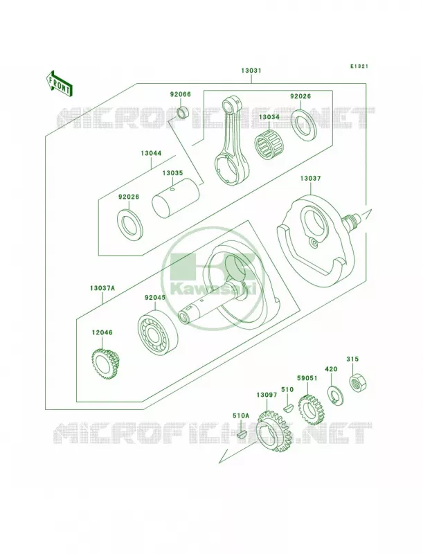 Crankshaft Kawasaki MOTOS 250 1998 KLR250  KL250-D15