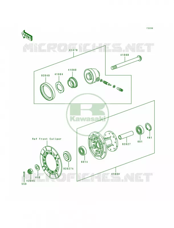 Front Hub Kawasaki MOTOS 250 1995 KLR250  KL250-D12