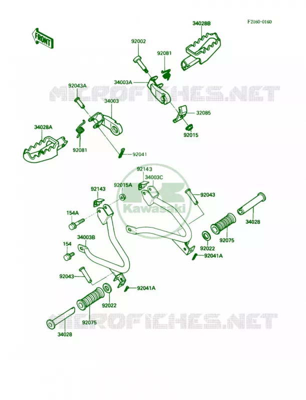 Footrests Kawasaki MOTOS 250 1989 KLR250  KL250-D6