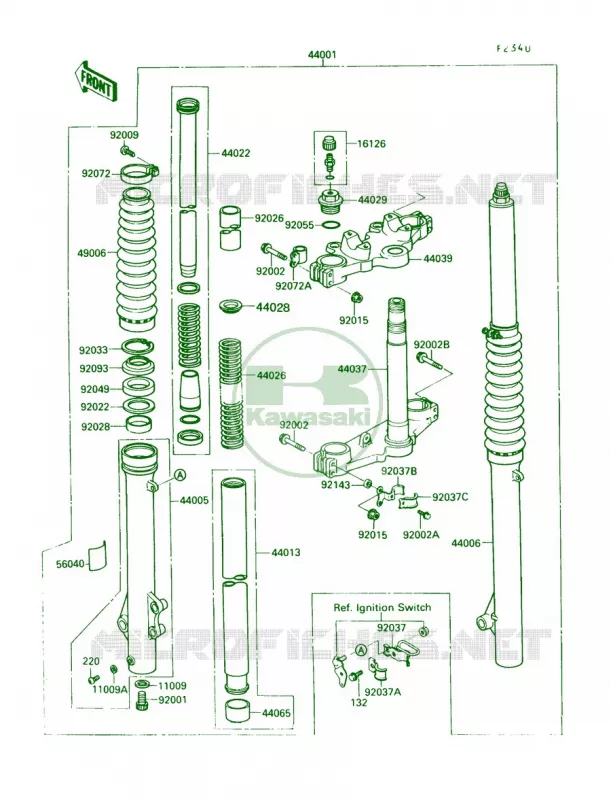 Front Fork Kawasaki MOTOS 650 1989 KLR650  KL650-A3