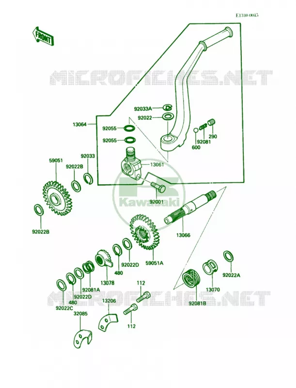 Kickstarter Mechanism Kawasaki MOTOS 250 1987 KLR250  KL250-D4