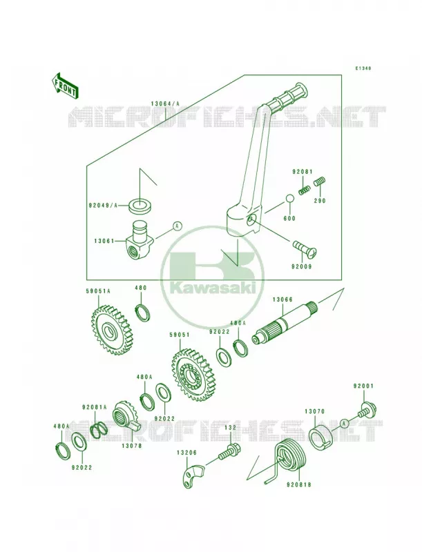 Kickstarter Mechanism Kawasaki MOTOS 125 1990 KX125  KX125-H1