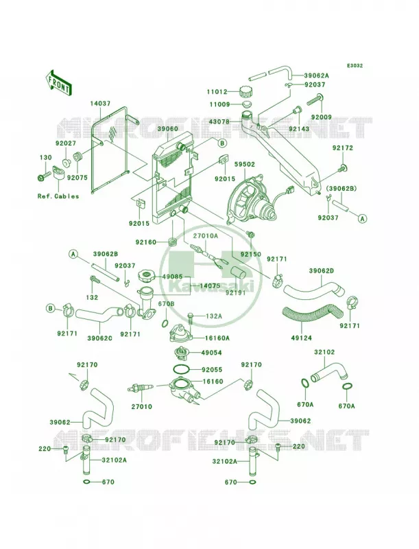 Radiator Kawasaki MOTOS 500 2008 Vulcan 500 LTD  EN500C8F