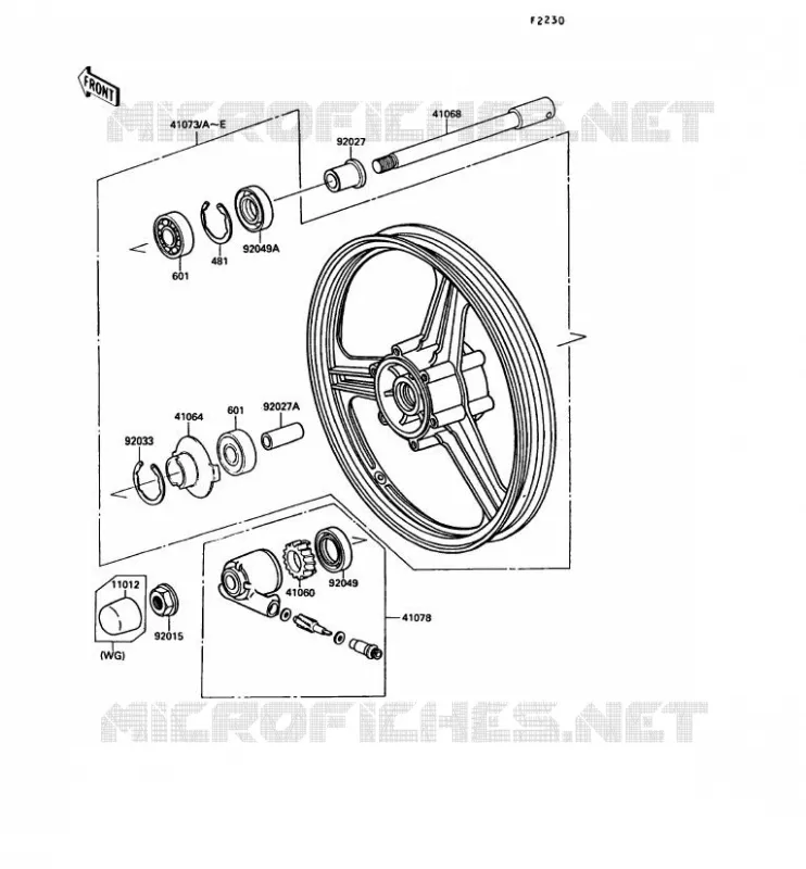 FRONT HUB Kawasaki MOTOS 500 1991 GPZ500S  EX500-B4