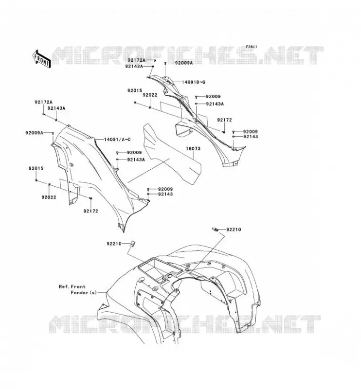 SIDE COWLING Kawasaki QUAD 750 2012 KVF750 4X4I EPS  KVF750GCF