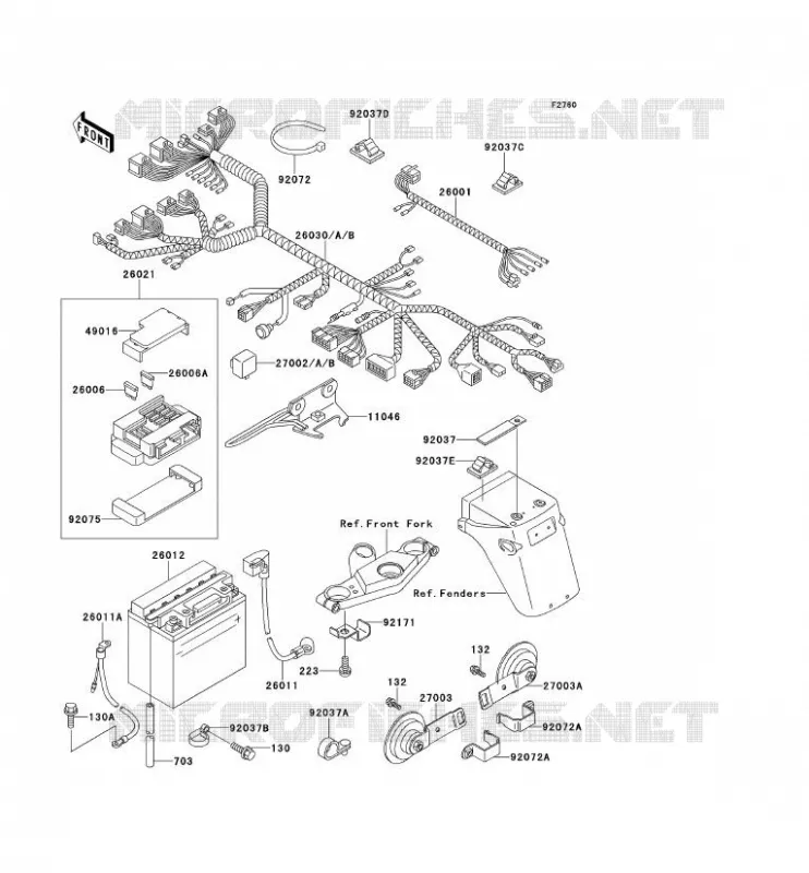 CHASSIS ELECTRICAL EQUIPMENT Kawasaki MOTOS 500 2000 GPZ500S  EX500-E7