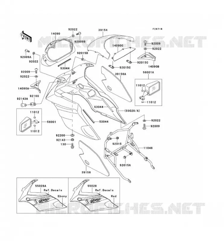 COWLING Kawasaki MOTOS 500 1996 GPZ500S  EX500-F3