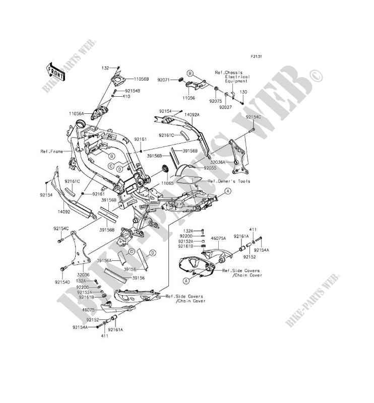 FRAME PARTS (COUVERTURE) for Kawasaki ER-6F ABS 2012