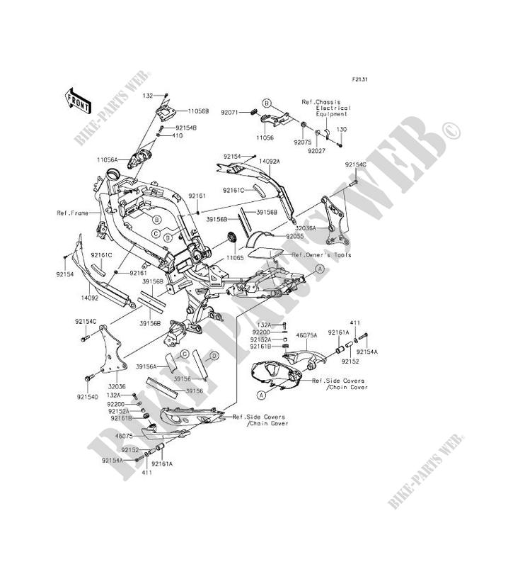 FRAME PARTS (COUVERTURE) for Kawasaki ER-6F ABS 2014