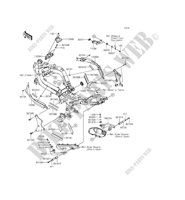 FRAME PARTS (COUVERTURE) for Kawasaki ER-6F ABS 2015