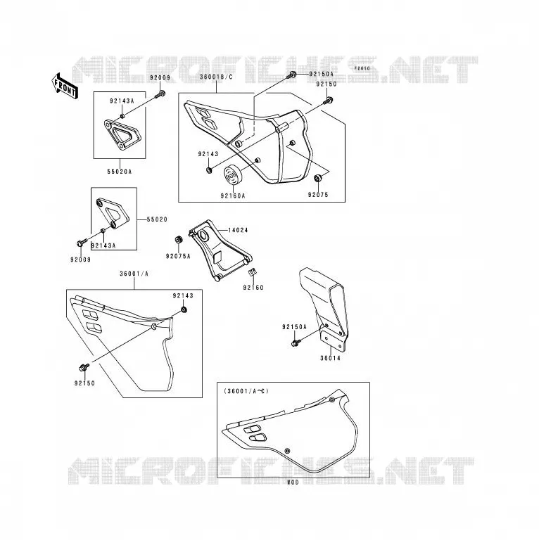 SIDE COVERS - CHAIN COVER Kawasaki MOTOS 125 1999 KDX125SR  KDX125-B6