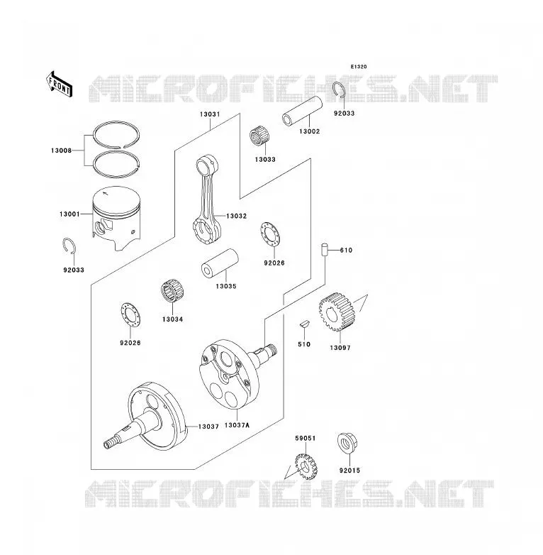 CRANKSHAFT - PISTON Kawasaki MOTOS 200 2006 KDX200  KDX200H6F