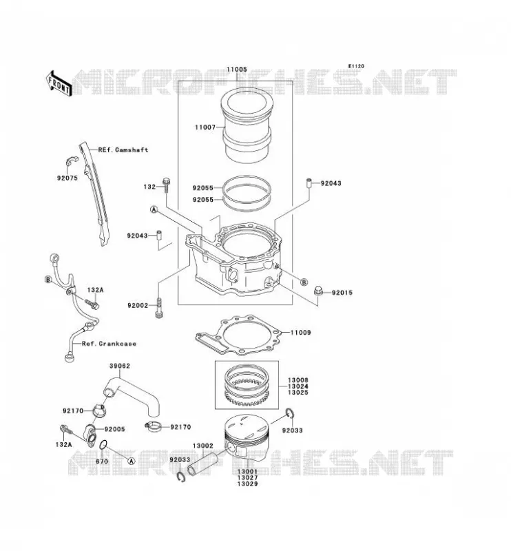 CYLINDER - PISTON  Kawasaki MOTOS 500 1990 TENGAI  KL500-B2