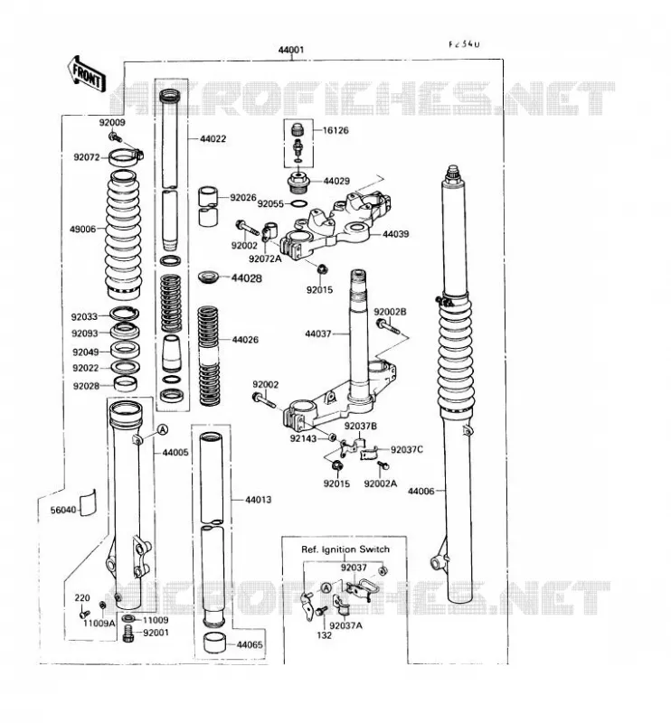 FRONT FORK Kawasaki MOTOS 650 1987 KLR650  KL650-A1