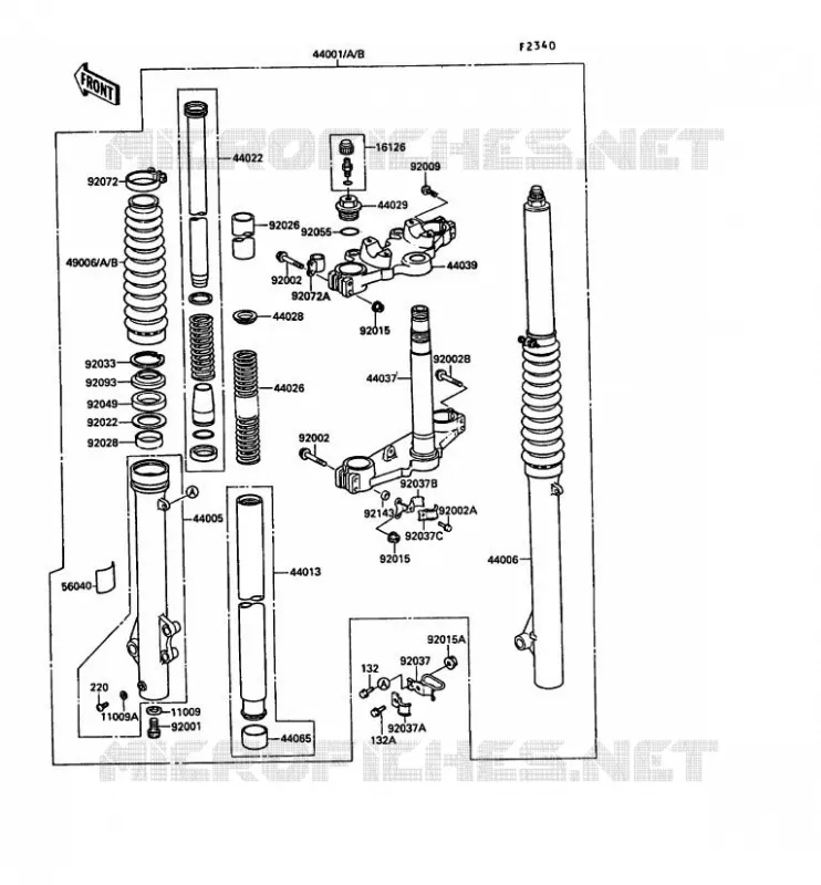 FRONT FORK Kawasaki MOTOS 650 1989 KLR650  KL650-A3