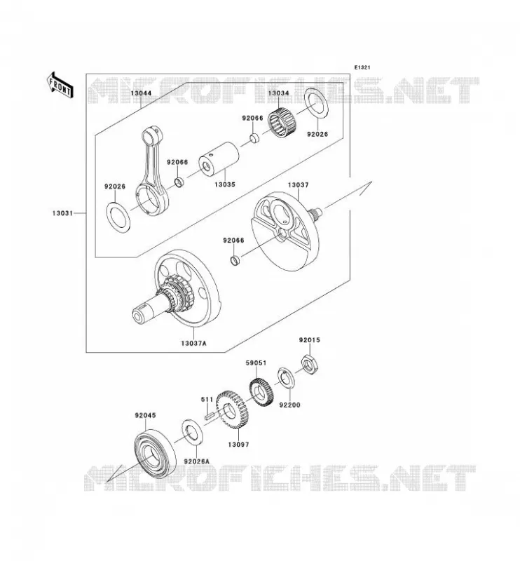CRANKSHAFT Kawasaki MOTOS 650 2008 KLR650  KL650E8F