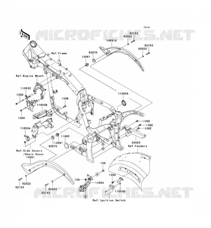 FRAME PARTS (COUVERTURE) Kawasaki MOTOS 2000 2004 VN2000  VN2000-A1H