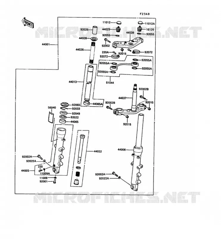 FRONT FORK Kawasaki MOTOS 1000 1990 1000GTR  ZG1000-A5