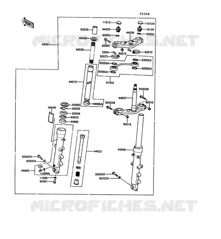 FRONT FORK Kawasaki MOTOS 1000 1991 1000GTR  ZG1000-A6
