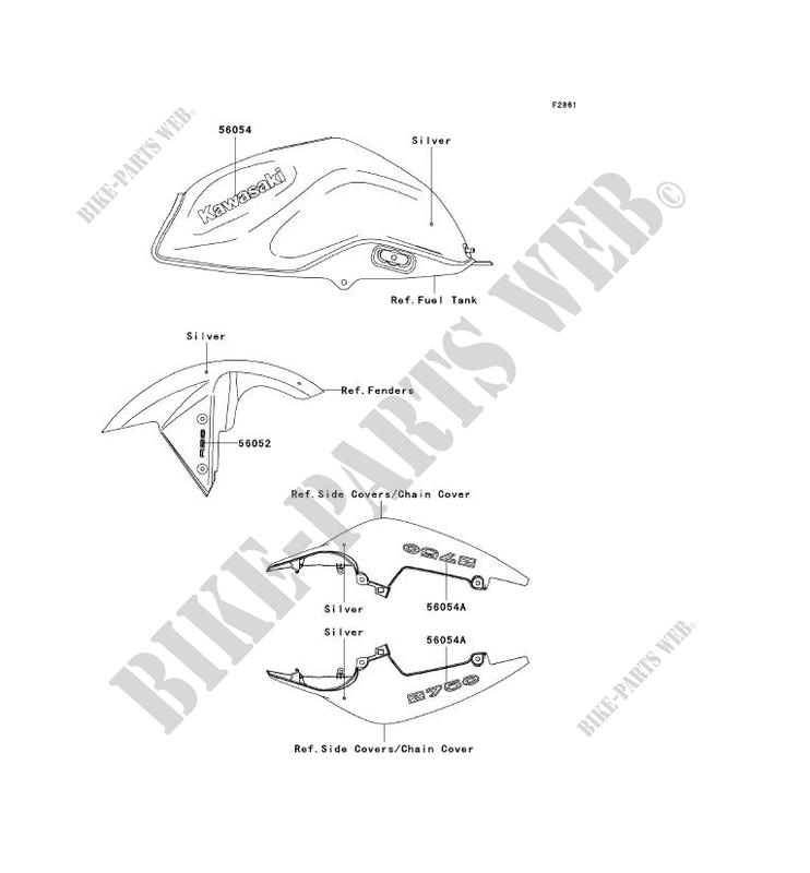 DECALS(SILVER) for Kawasaki Z750 ABS 2007