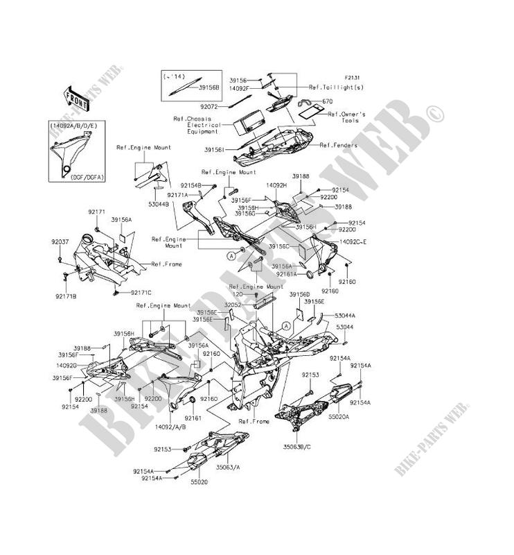 FRAME PARTS (COUVERTURE) for Kawasaki Z800 ABS 2014