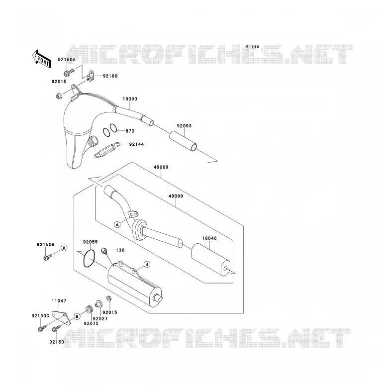 EXHAUST Kawasaki TOUT-TERRAIN 80 1994 KX80  KX80-V4