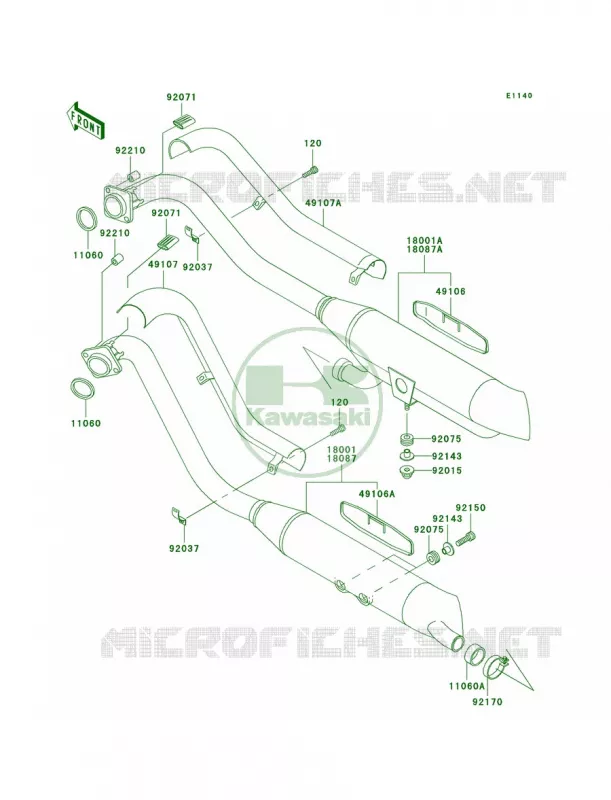 Mufflers Kawasaki MOTOS 800 2005 Vulcan 800 Classic  VN800-B10