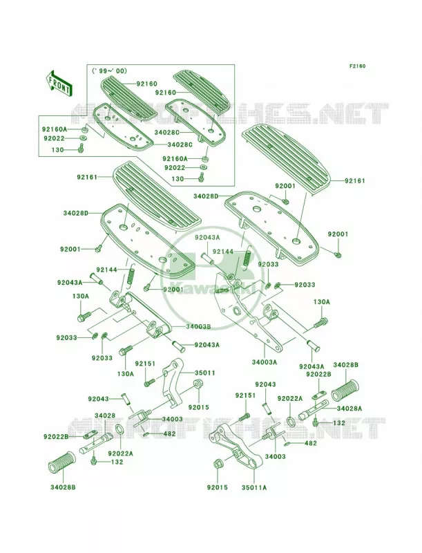 Footrests Kawasaki MOTOS 1500 2003 Vulcan 1500 Classic  VN1500-E6