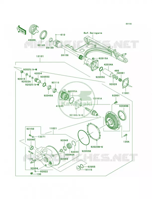 Drive ShaftFinal Gear Kawasaki MOTOS 1500 2003 Vulcan 1500 Mean Streak  VN1500-P2