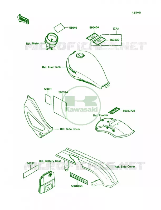 Labels Kawasaki MOTOS 450 1987 454 LTD  EN450-A3