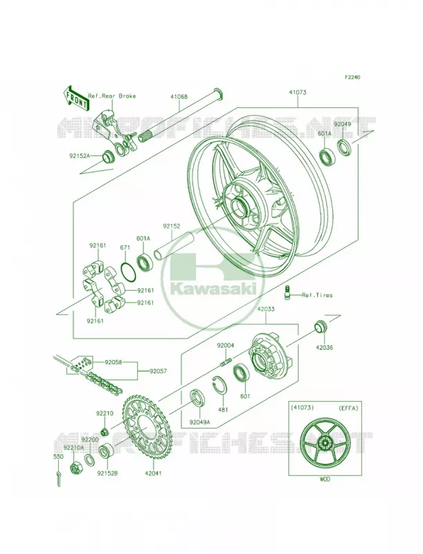 Rear WheelChain Kawasaki MOTOS 636 2013 Ninja ZX-6R   ZX636EDF