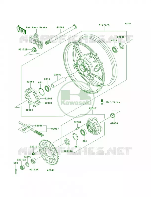 Rear Hub Kawasaki MOTOS 600 2007 Ninja ZX-6R  ZX600P7F