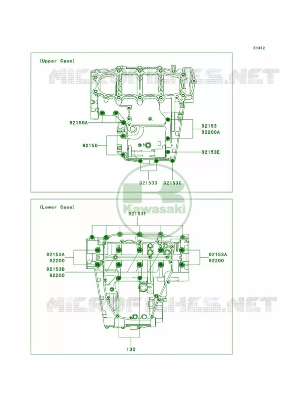 Crankcase Bolt Pattern Kawasaki MOTOS 636 2006 Ninja ZX-6R  ZX636D6F