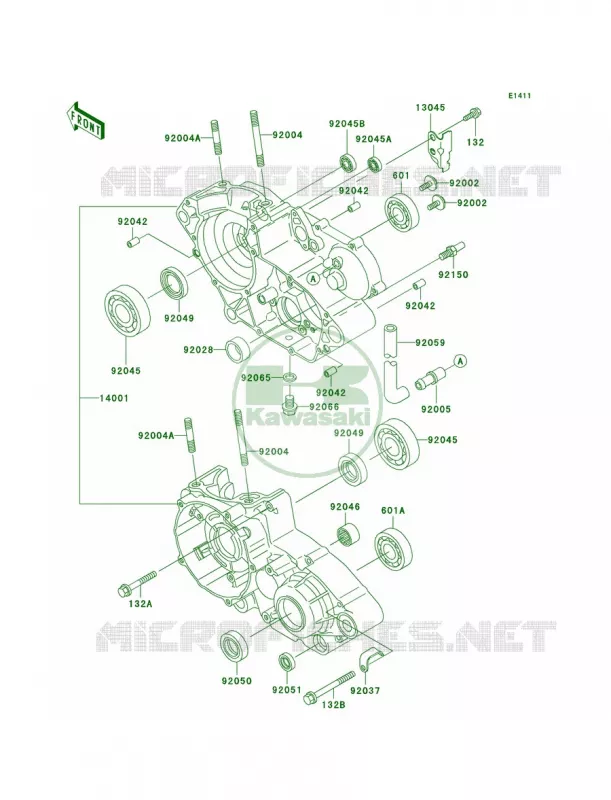Crankcase Kawasaki MOTOS 220 2002 KDX220R  KDX220-A9