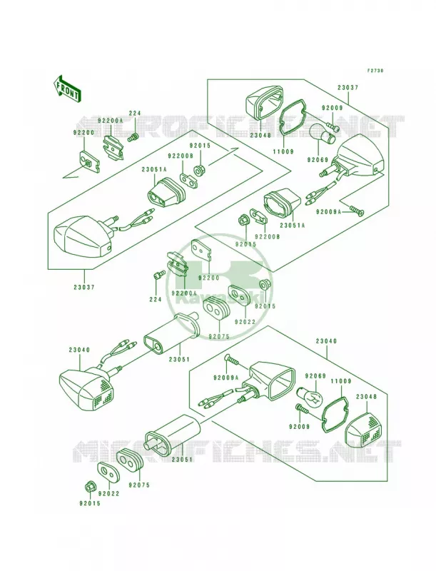Turn Signals Kawasaki MOTOS 750 1993 Ninja ZX-7  ZX750-L1