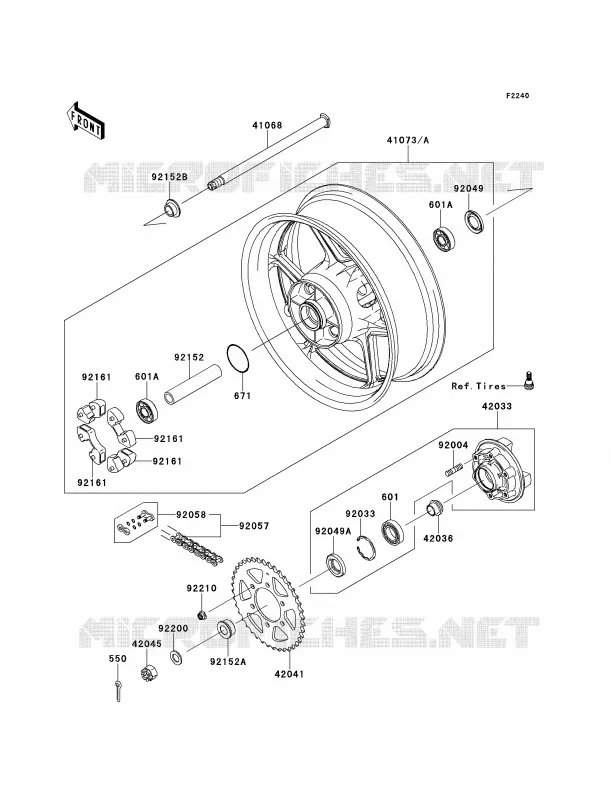 Rear Hub Kawasaki MOTOS 100 2013 Versys 1000   KLZ1000ADF