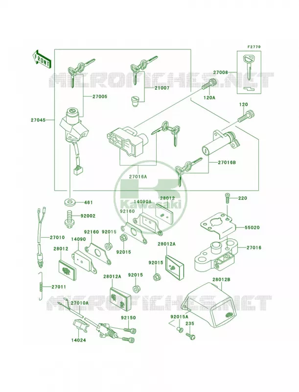 Ignition SwitchLocksReflectors Kawasaki MOTOS 1100 1996 GPZ 1100  ZX1100-E2